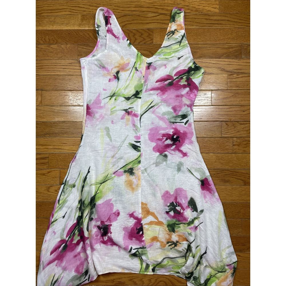 Stile Benetton Made In Italy Linen And Cotton Floral Dress Beach Coverup Size M - Picture 7 of 10